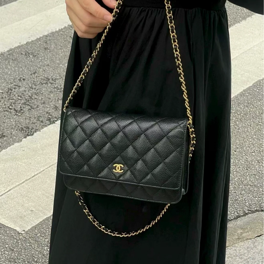 95新 Chanel/香奈儿 发财woc黑金荔枝纹/甄选