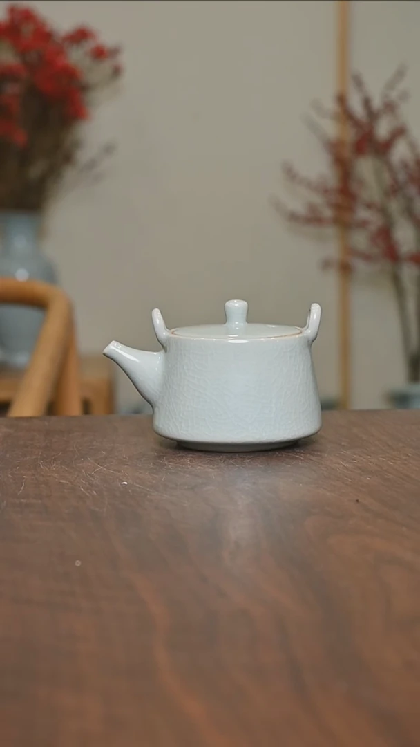 【闪购商品】其他微瑕粉青釉朱家汝窑款无梁提梁壶