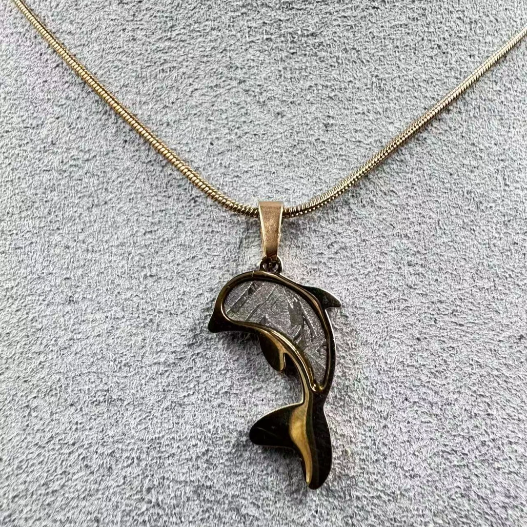 合金项链 【铁陨海豚】简约甜美铁陨饰品坠链颈饰镶嵌