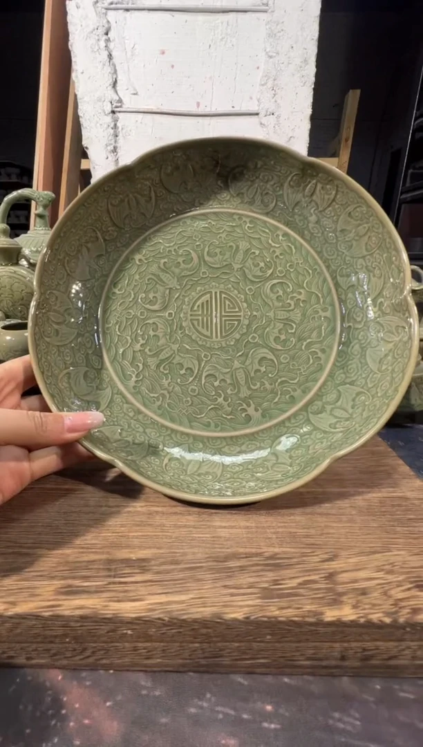 微瑕耀州窑百福盘