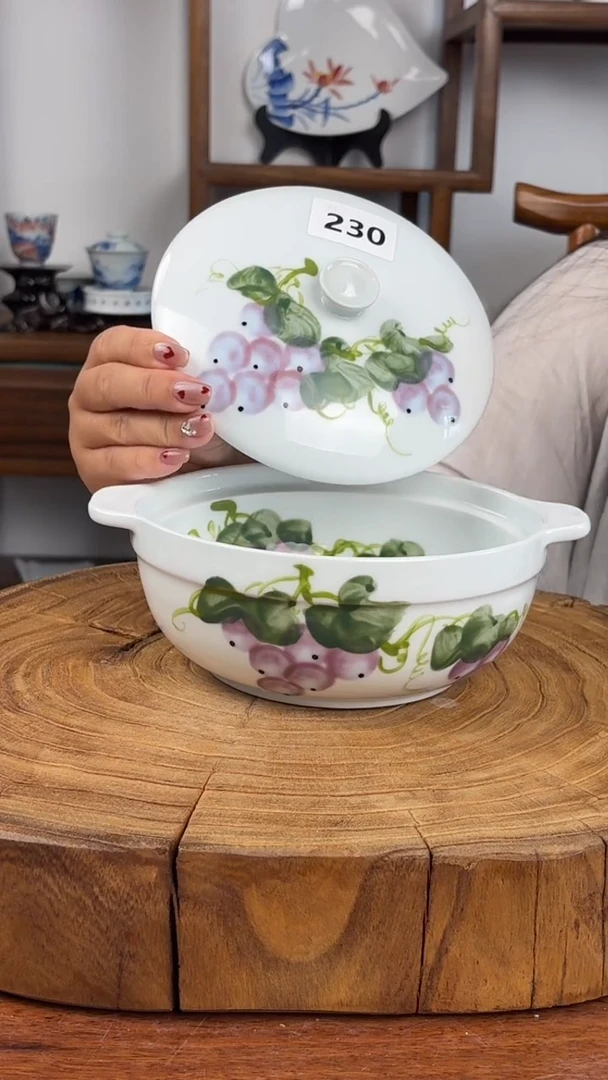 瓷片景德镇高温釉中彩-双耳泡面碗230