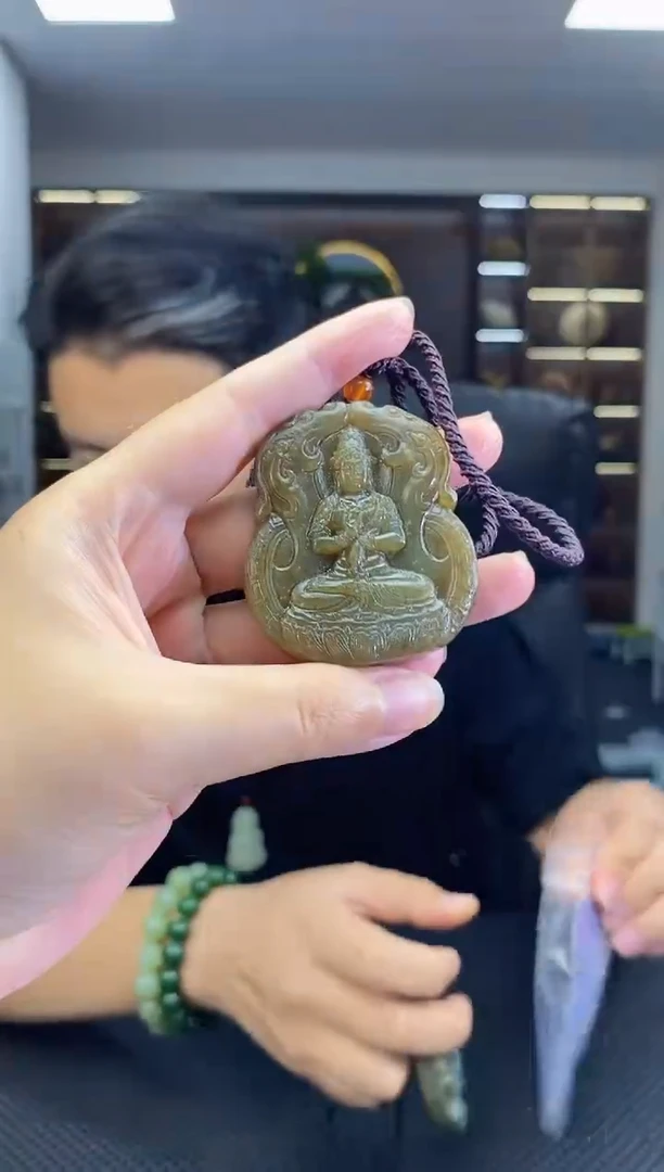 颈饰未镶嵌和田玉观音清货1