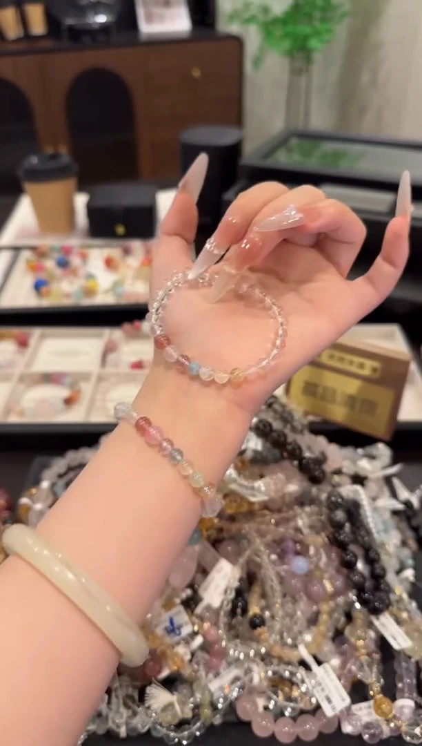 水晶手链合金白水晶多宝x1817