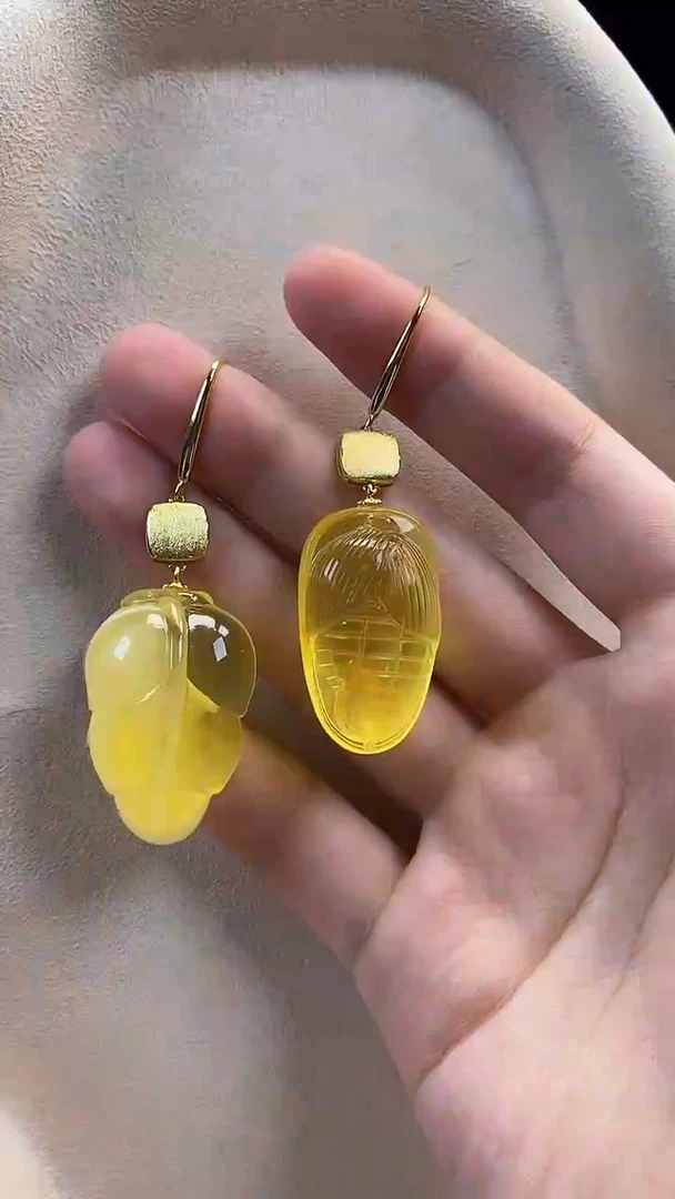 琥珀未镶嵌耳饰耳环耳环
