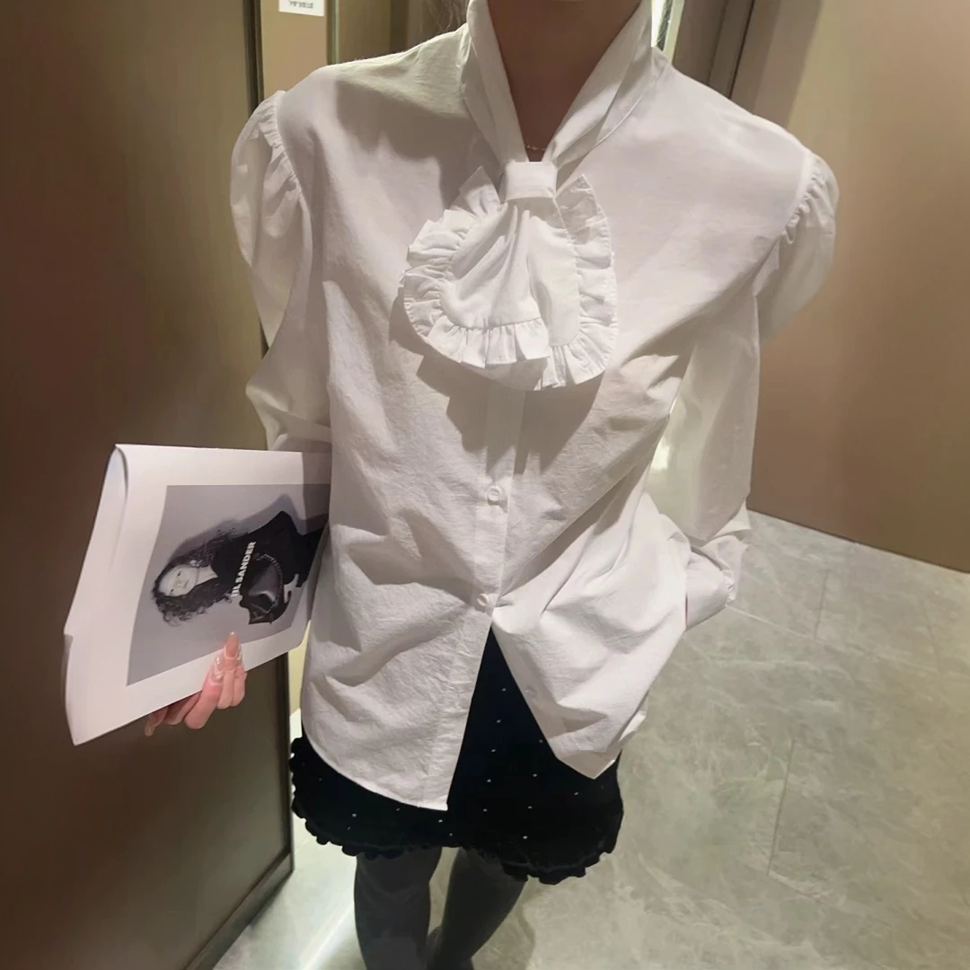 【晨浠定制】新款高级感蝴蝶结衬衫上衣5533