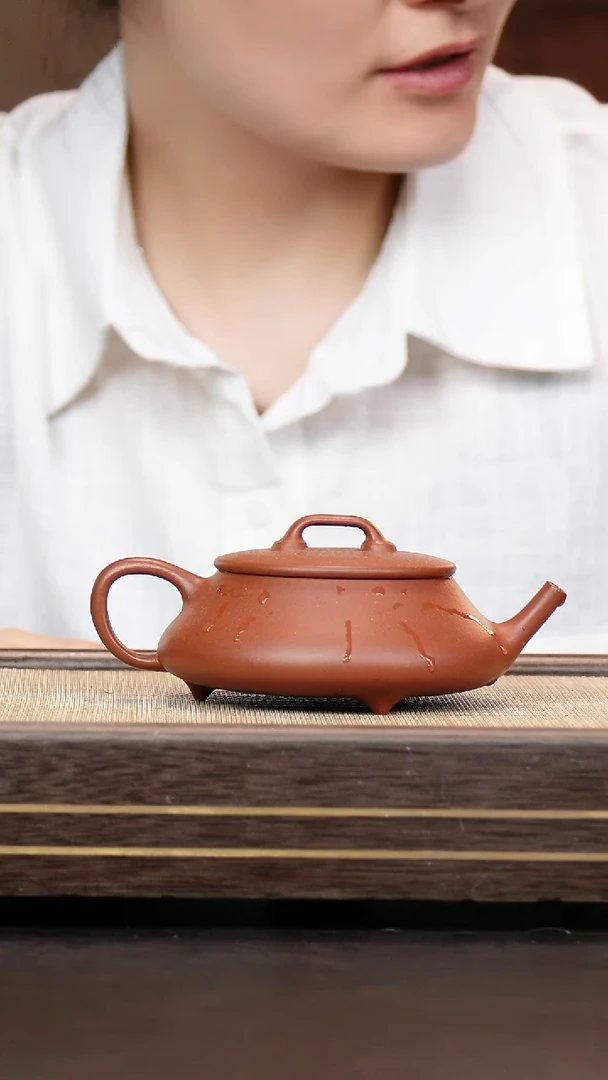 茶壶紫砂全手工  红皮龙三足意瓢