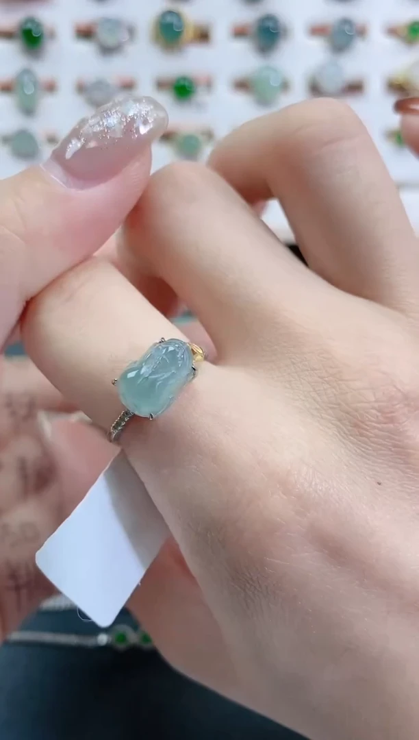 银S925镶嵌戒指翡翠天然翡翠