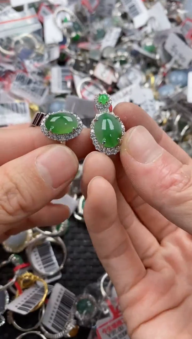 银S925镶嵌戒指翡翠222   6