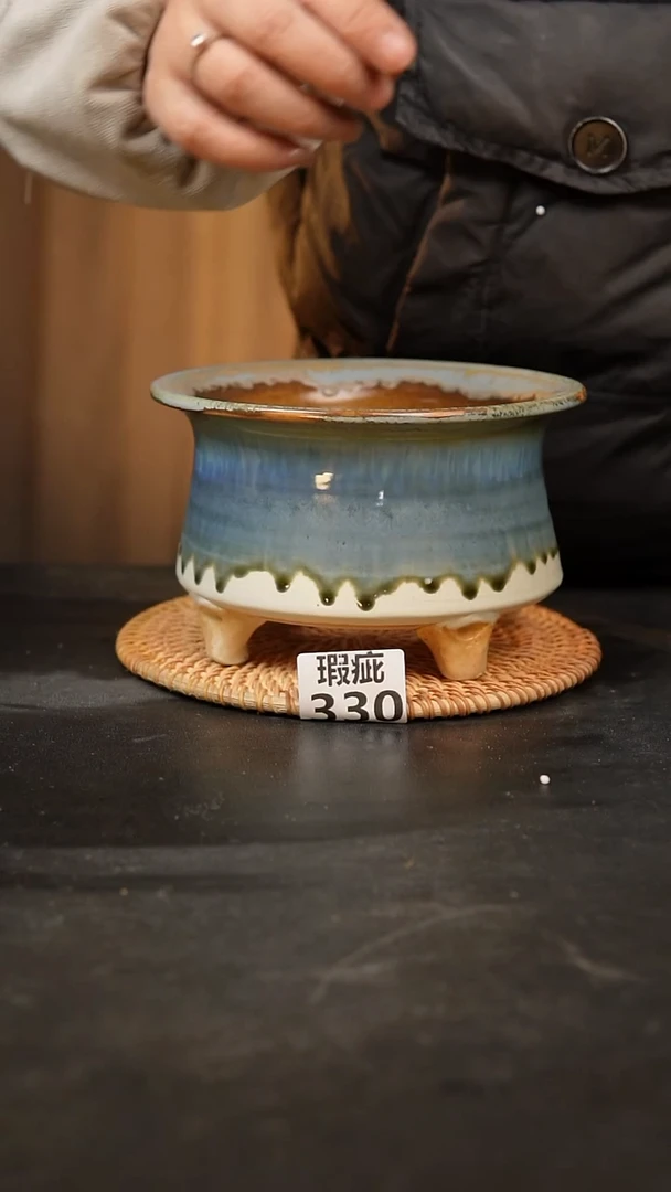 【闪购商品】瓷片330泥泥手工花盆口14高10