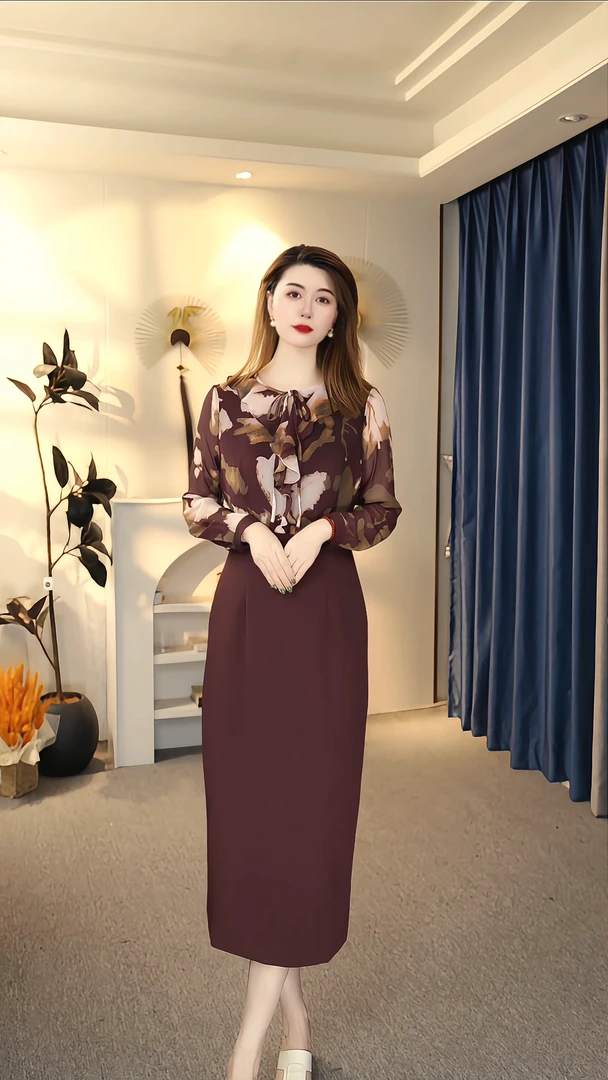 连衣裙显瘦气质时尚春季开叉女装洋气高腰 B1862