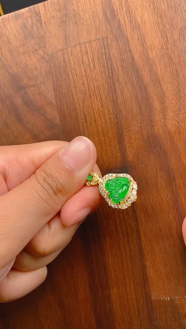 【闪购商品】翡翠吊坠(不含链)银S925镶嵌金色佛公吊坠