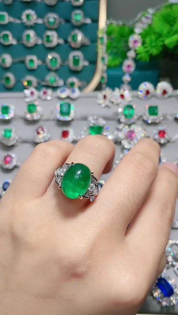 铂Pt900镶嵌戒指拆单2祖母绿鸿****e.