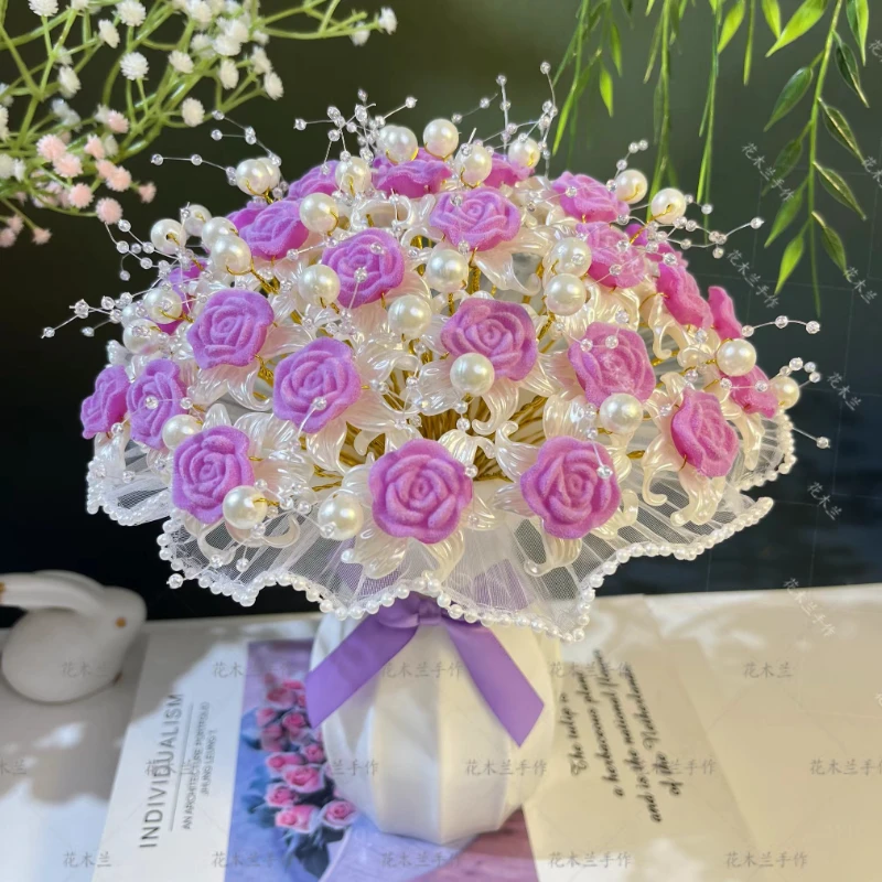 【三生三世】diy大植绒玫瑰花材料包创意手工制作