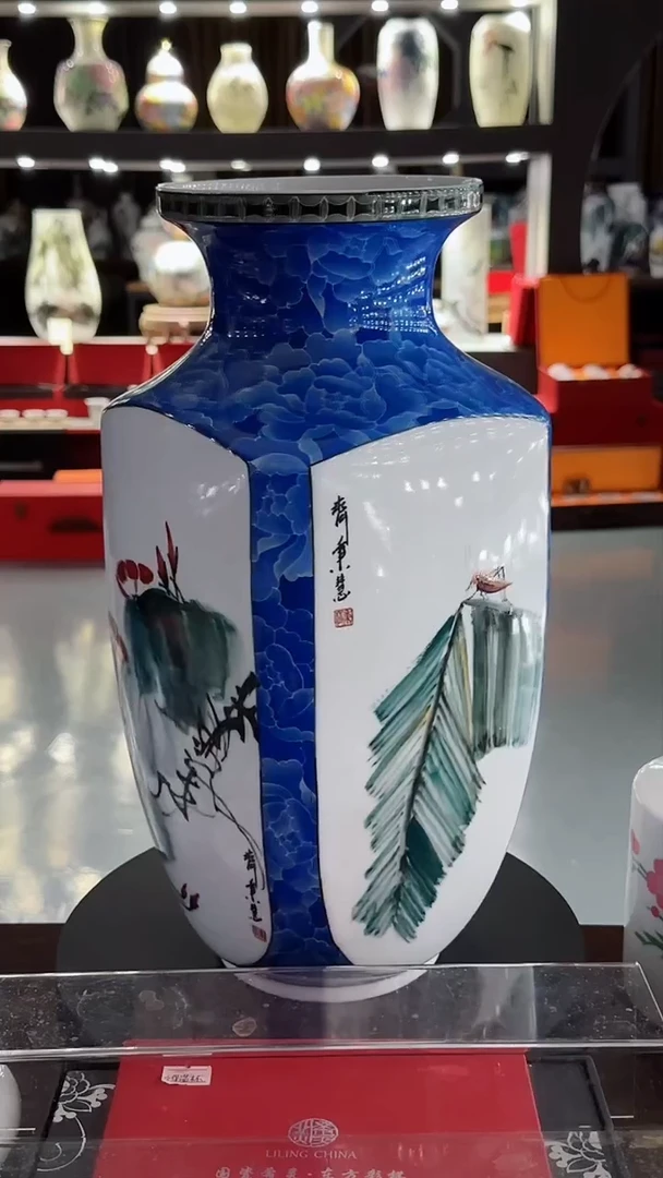 【闪购商品】手绘款白石四方泰瓶大四方瓶