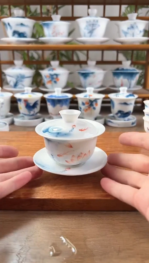 微瑕蓝莲130ml三才盖碗