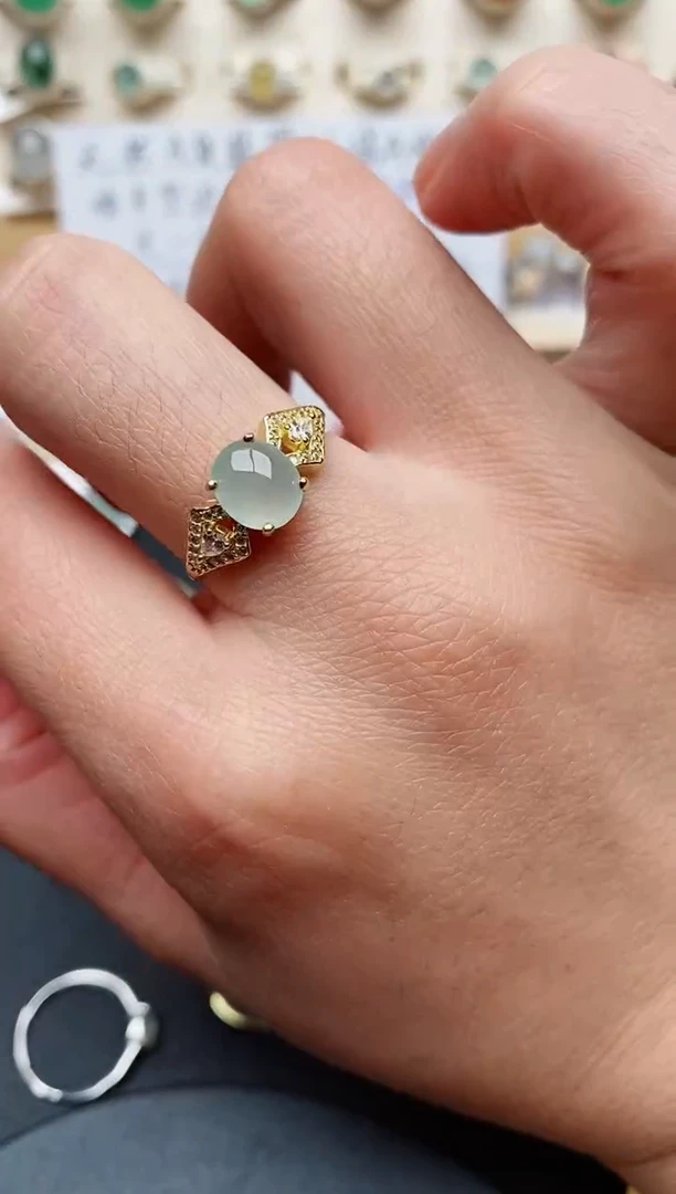 【闪购商品】翡翠戒指银S925镶嵌天然翡翠111  6+