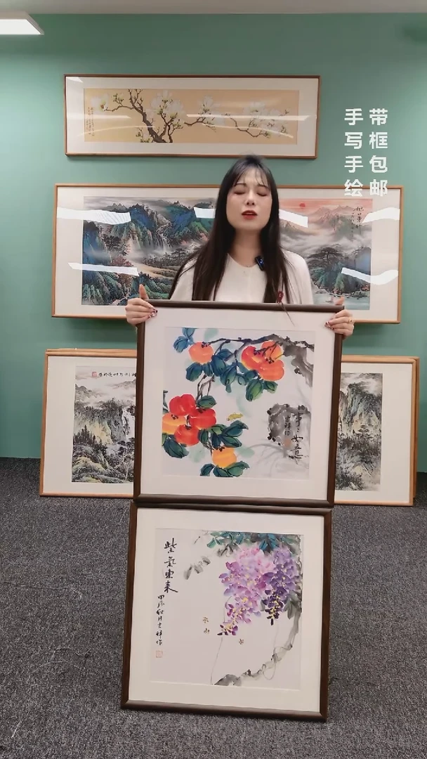 【闪购商品】国画花鸟一对60*60绘画作品随机发货