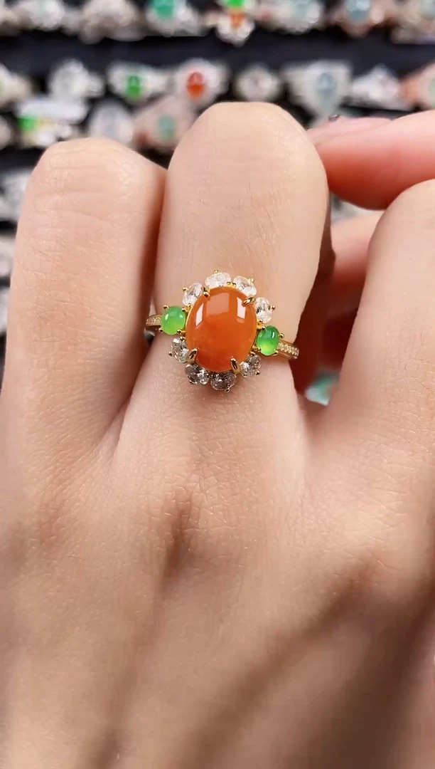 银S925镶嵌戒指翡翠天然A货翡翠40