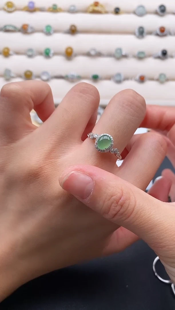 银S925镶嵌戒指翡翠22222222+2