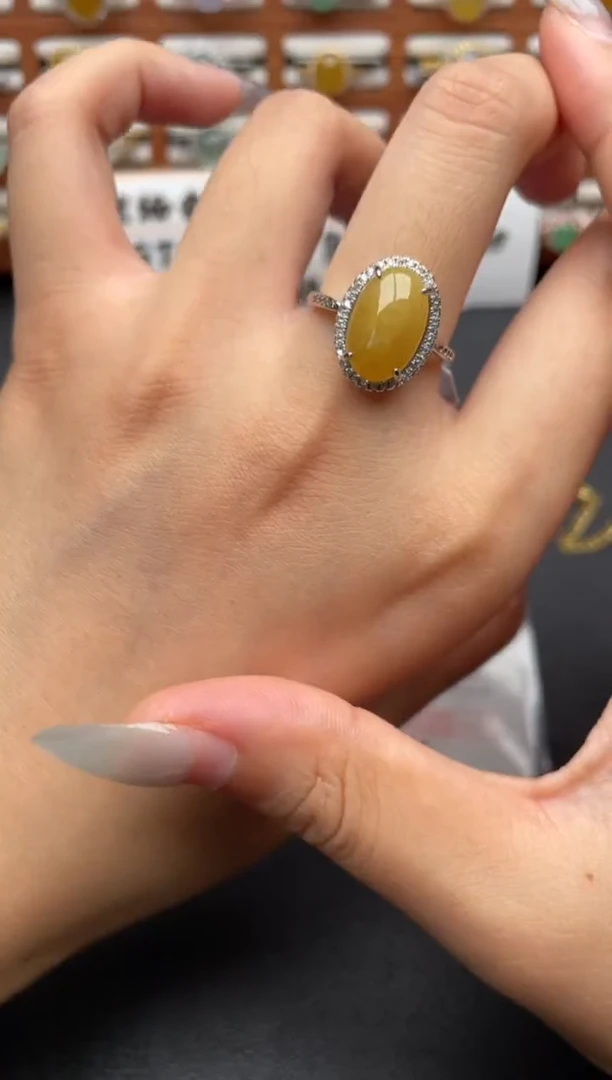 翡翠戒指银S925镶嵌一物一证一礼盒