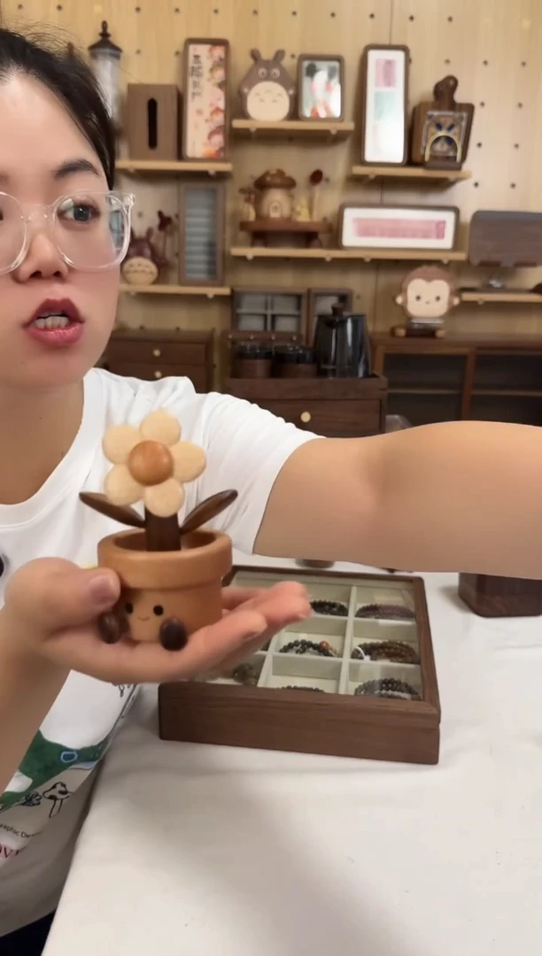 木太阳花有钱花实木小摆件