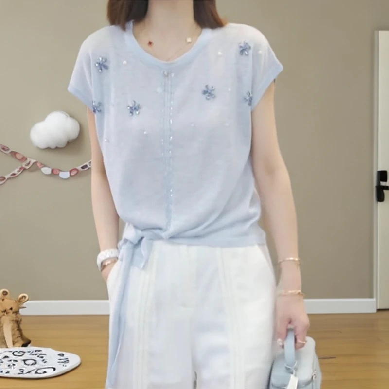 【萤星点点】2025春夏新款时尚百搭休闲设计师上衣毛衣