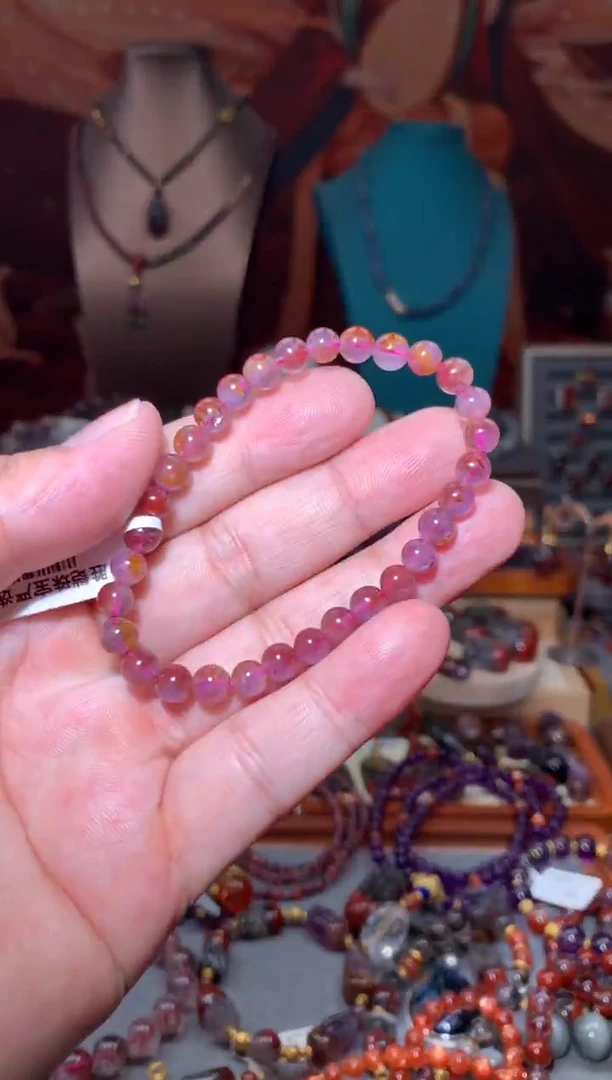 未镶嵌珠宝半成品水晶极光紫钛6mm+