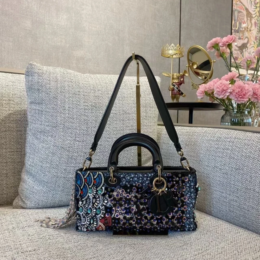 95新 DIOR/迪奥 坤球奢选迪奥横版串珠戴妃包