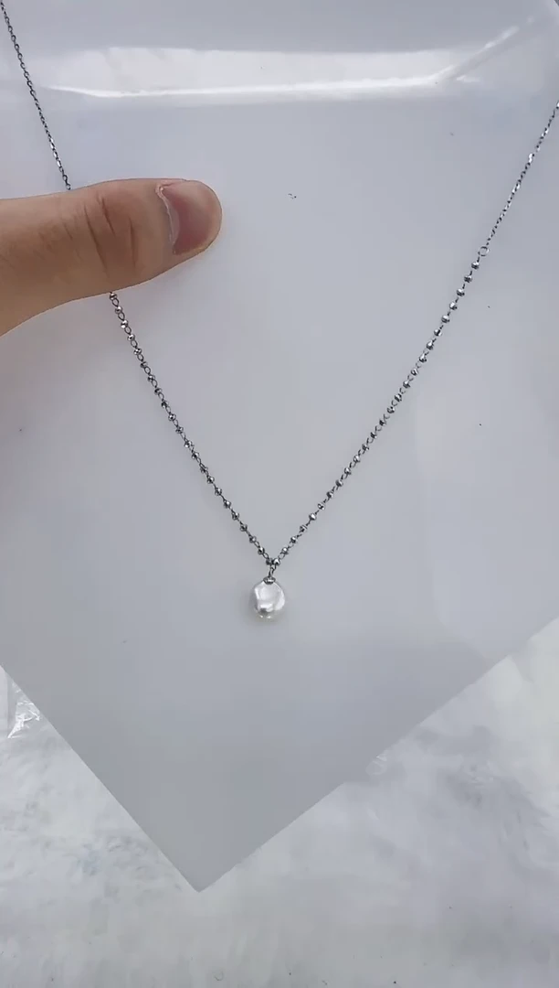 银S925镶嵌淡水珍珠DA淡水keshi珍珠项链 y209