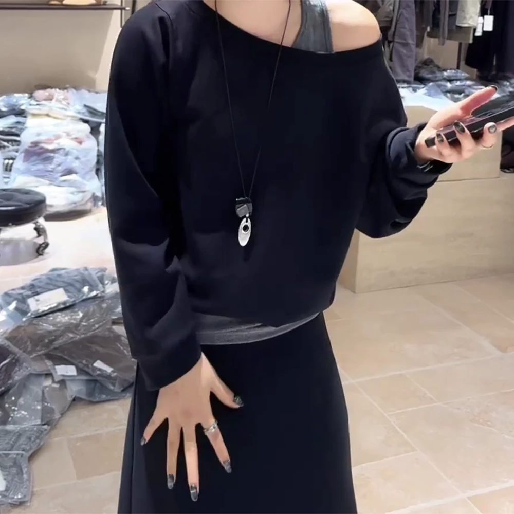 气质显瘦百搭小众设计感假两件上衣C5847