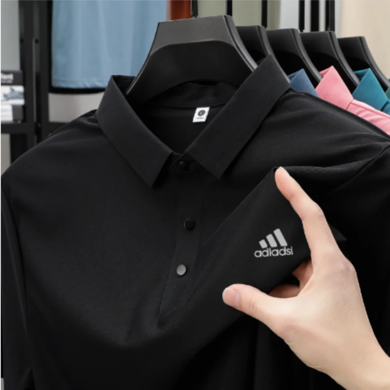 R-2【AD】夏季新款男冰丝透气POLO衫短袖休闲运动商务薄款T恤