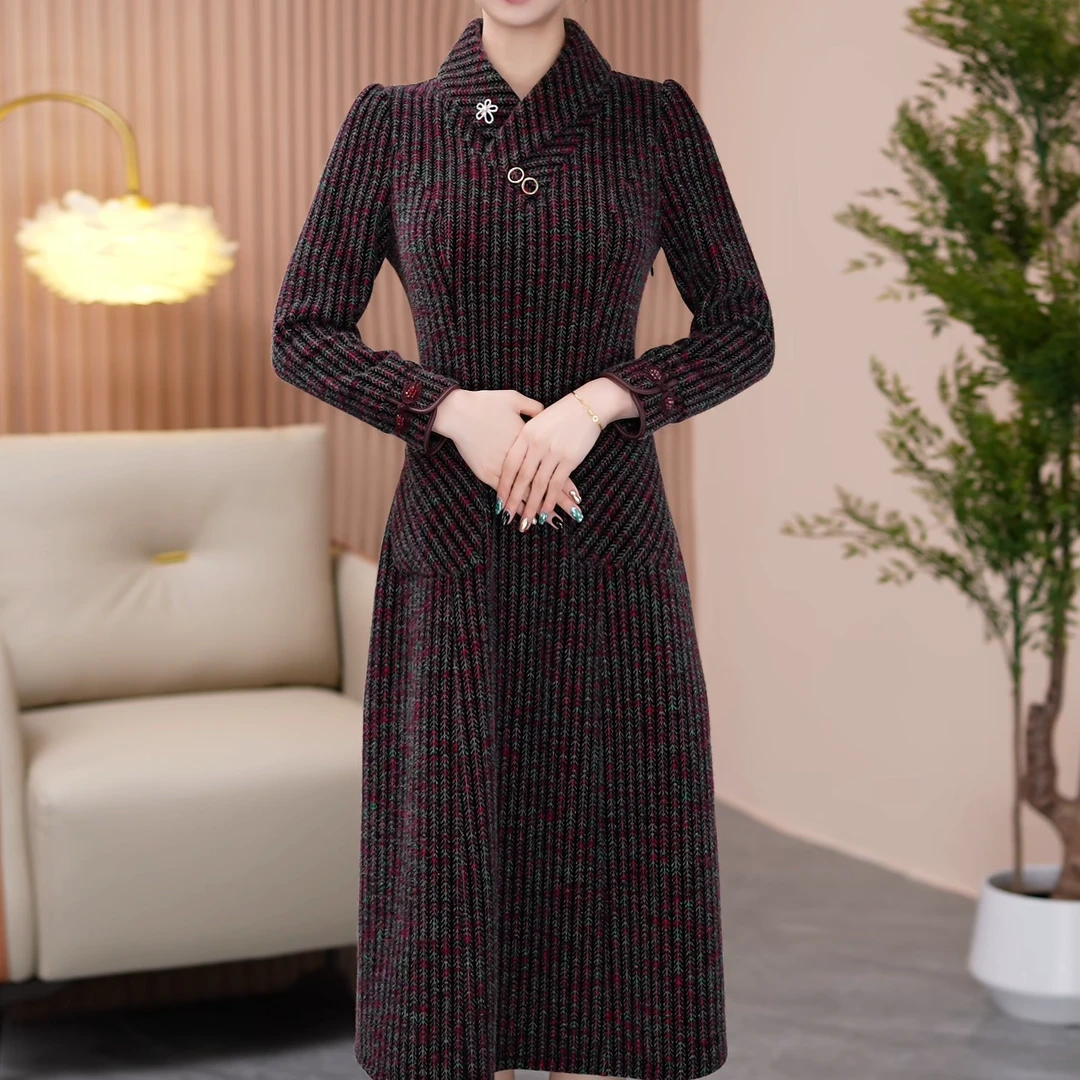 【芊恩女装】X24212冬季穿搭新款连衣裙收腰显气质