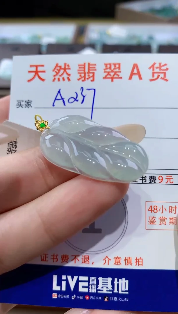 颈饰18K金镶嵌翡翠天然缅甸翡翠A货挂件