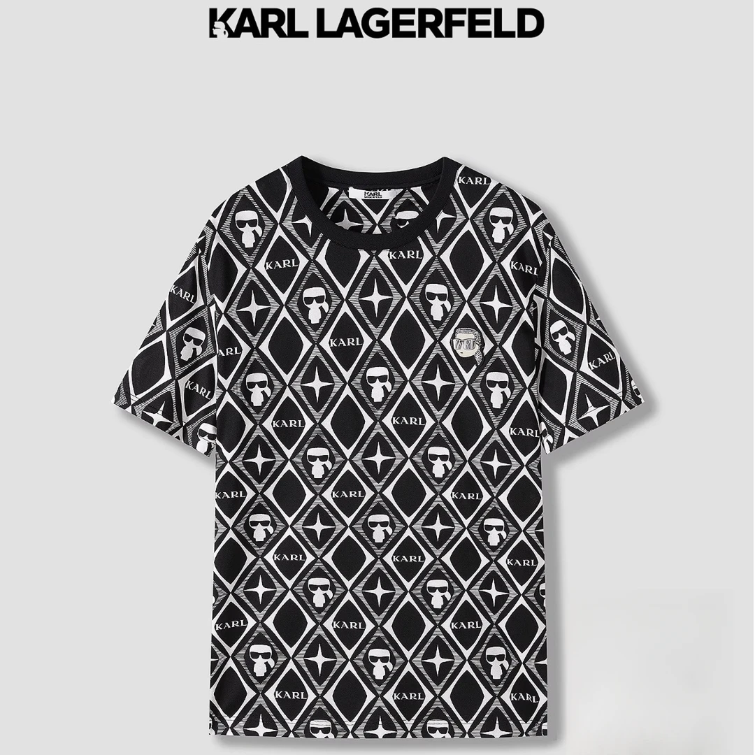 KARL LAGERFELD/卡尔拉格斐纯棉短袖T恤男士圆领上衣1K1E30602086