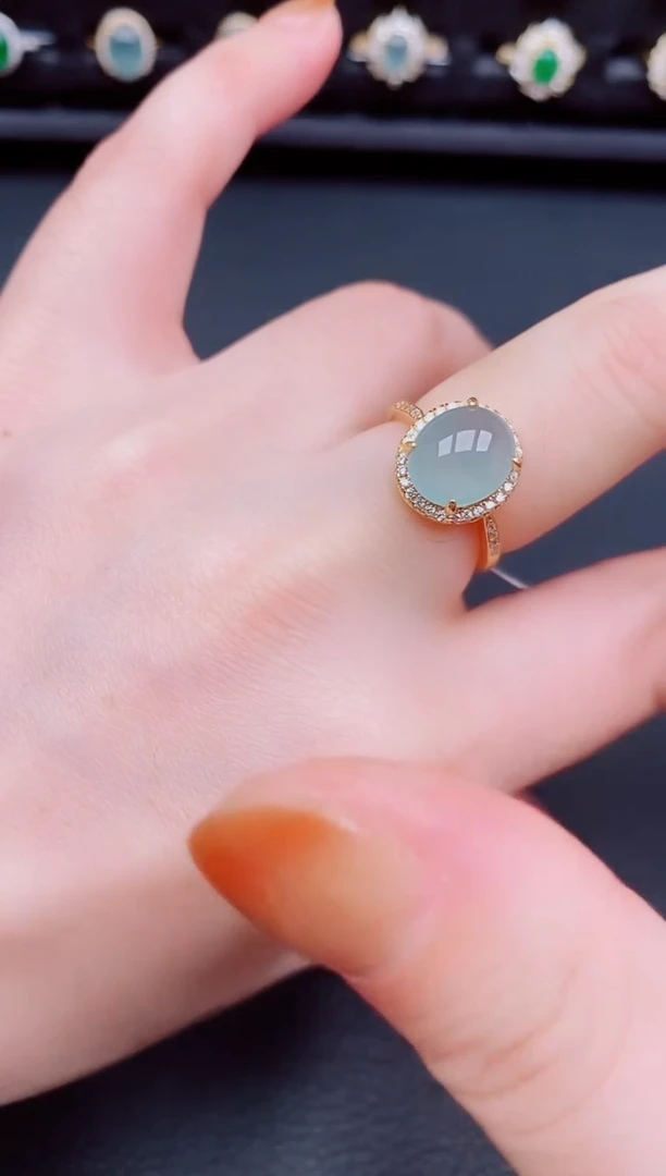 【闪购商品】翡翠戒指银S925镶嵌天然a货翡翠72