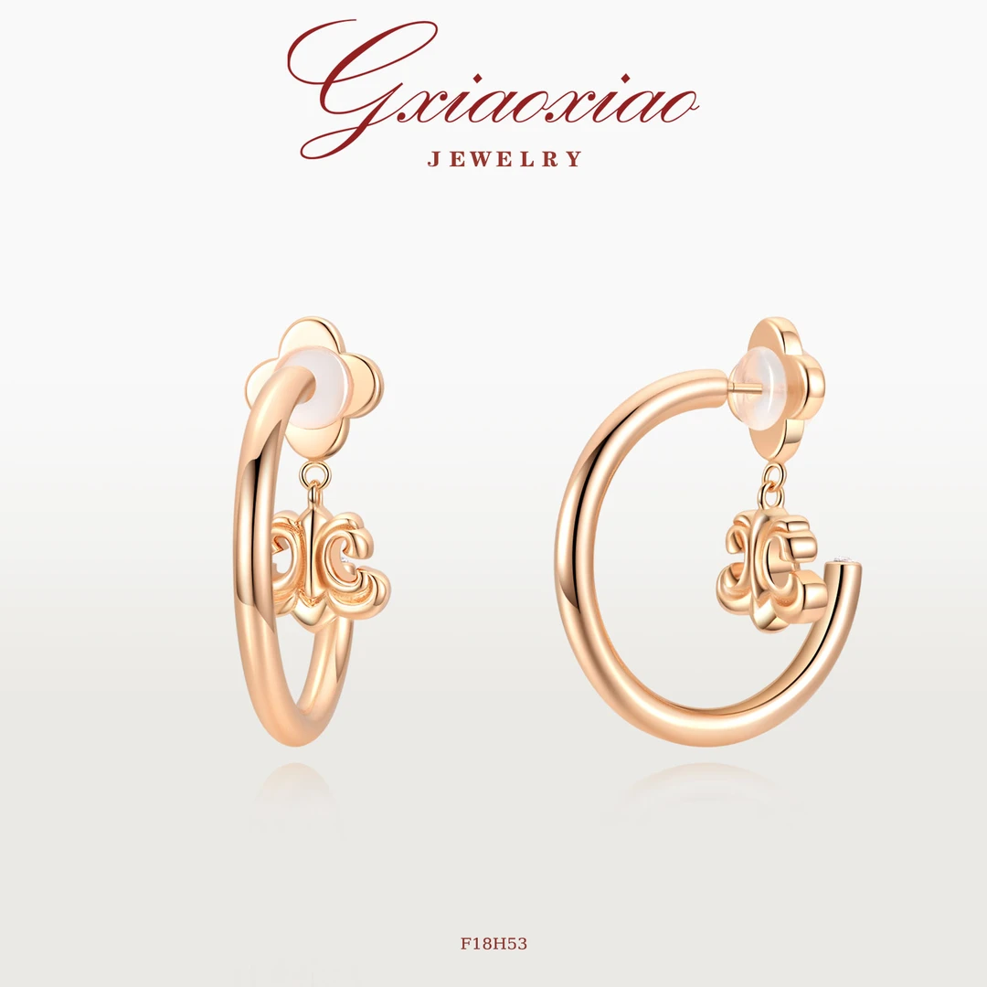 G XIAOXIAO 镀K金耳饰时尚高级百搭C圈鸢尾花耳环 F18H52 F18H53