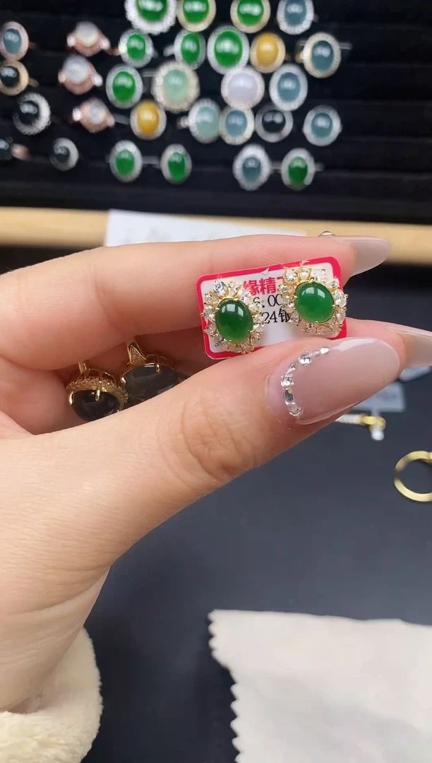 银S925镶嵌戒指翡翠53888