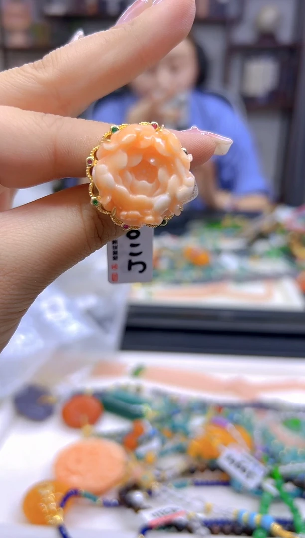 玛瑙/玉髓戒指银S925镀金镶嵌DIY款J110