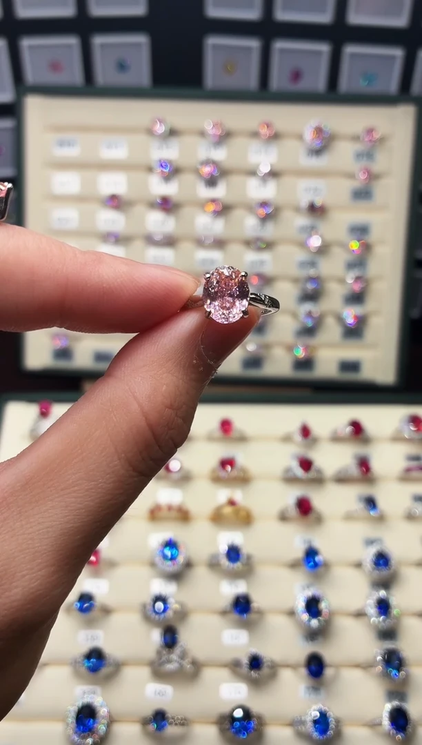 戒指彩色蓝宝石银S925镶嵌1888