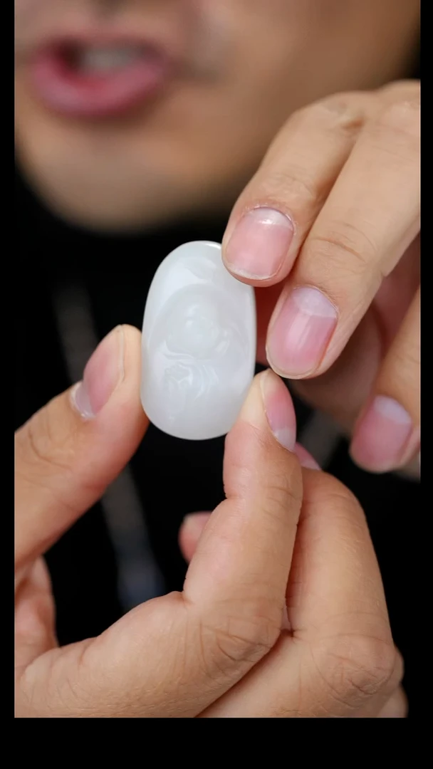 【闪购商品】和田玉颈饰未镶嵌和田玉白玉苏工雕刻弥勒佛