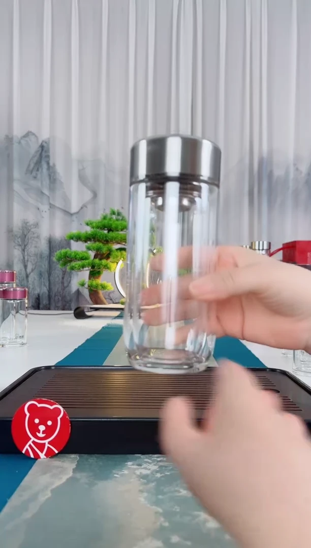 高硼硅玻璃茶隔款希诺双层鹅蛋玻璃杯280毫升礼盒装7157