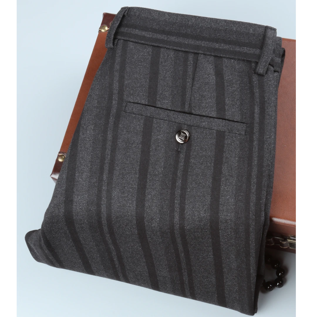 FIDONKICEN/费达基卡男士裤子秋冬季休闲男商务条纹裤男时尚长裤