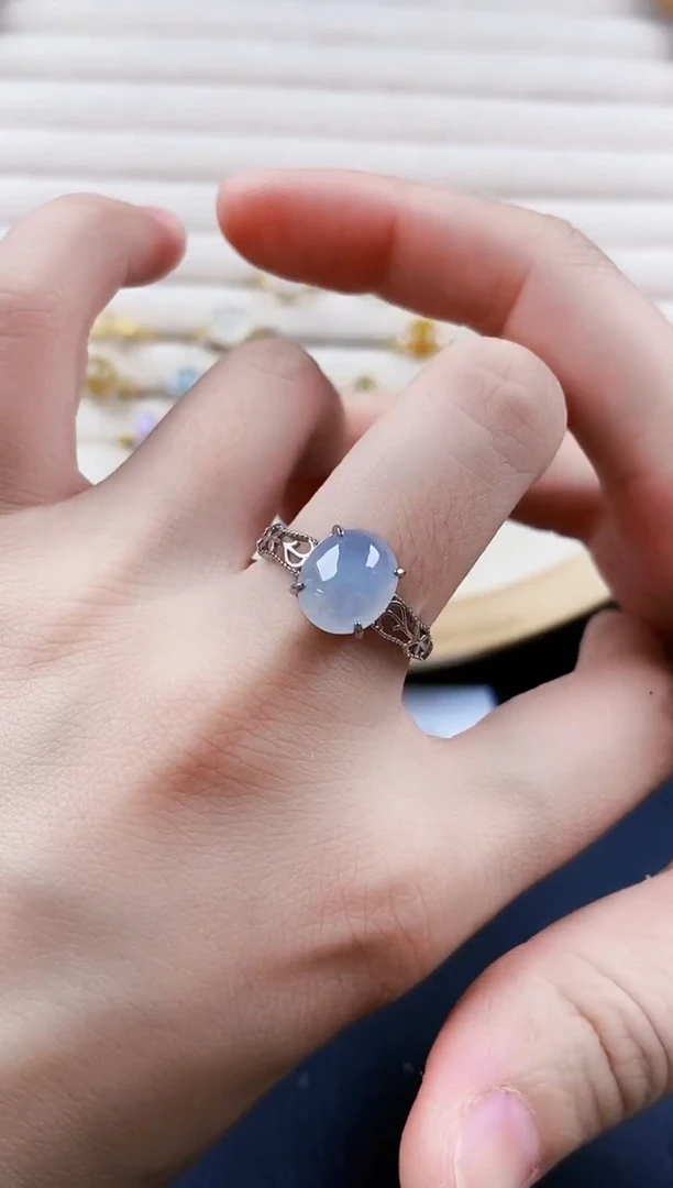 翡翠戒指银S925镶嵌335