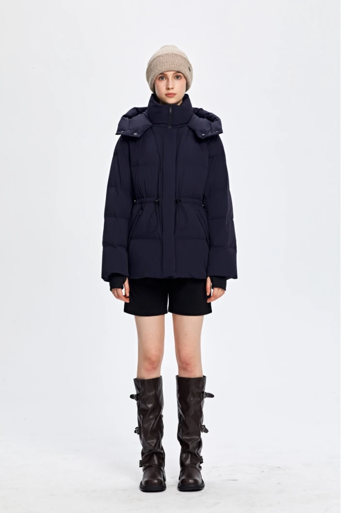 TFK&RDDR 新国标【90绒】鹅绒服女款连帽抽绳收腰防风外套  8883