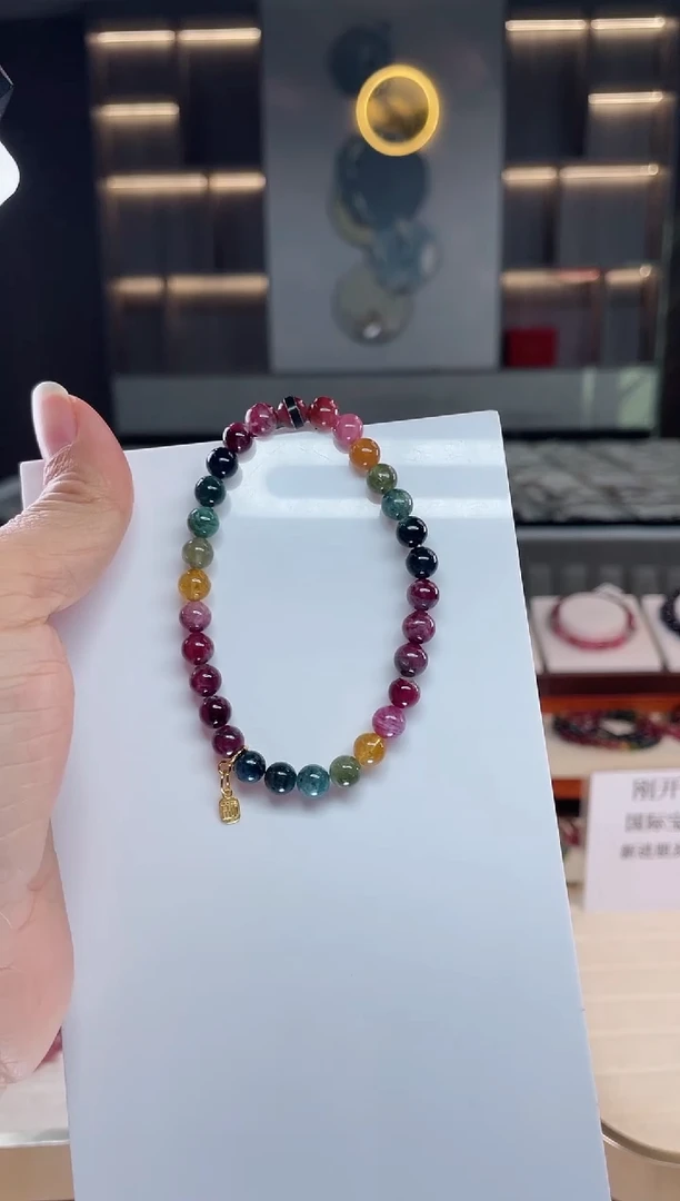 未镶嵌老矿碧玺单圈手串6mm+碧玺（多样性发一条）Q