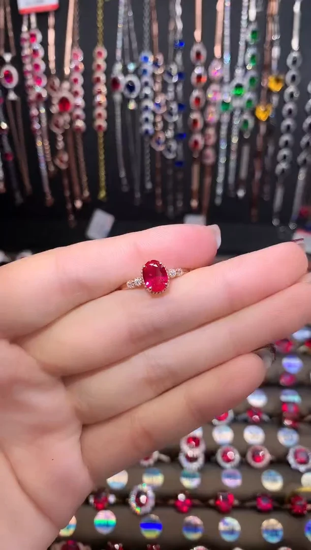 【闪购商品】红宝石戒指银S925镶嵌玫瑰金