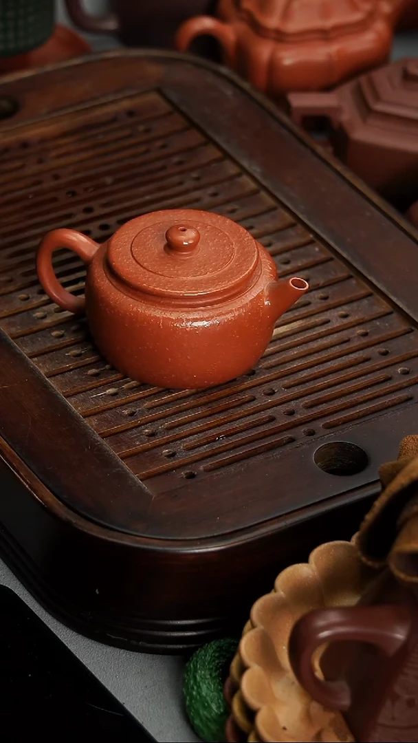 茶壶紫砂宜兴紫砂粗砂朱泥德钟150毫升