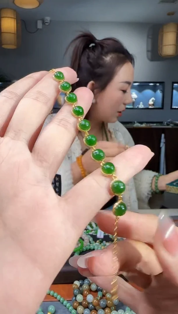 银S925镶嵌手链和田玉1