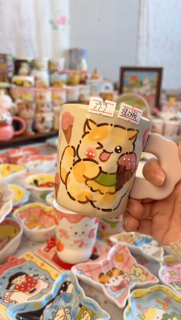 摆件陶景德镇陶瓷手绘微瑕