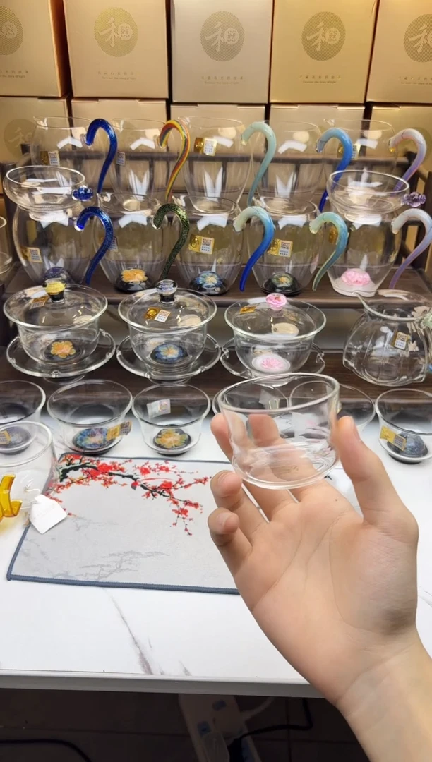 手工艺品玻璃禾器 奉珠茶漏琥珀色 普通盒